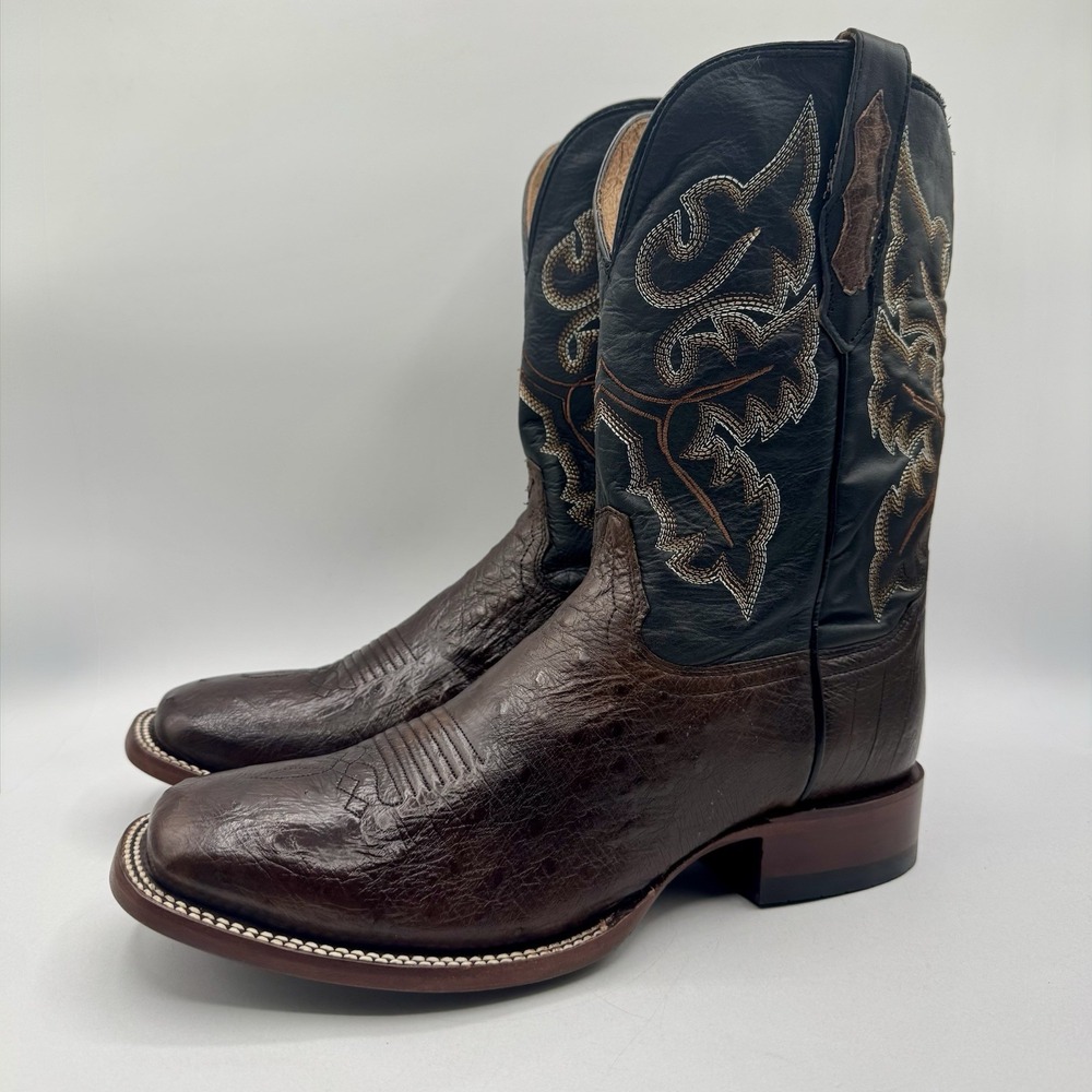Cody James Ostrich Boots Men's Size 11 D Black Leather Brown Genuine